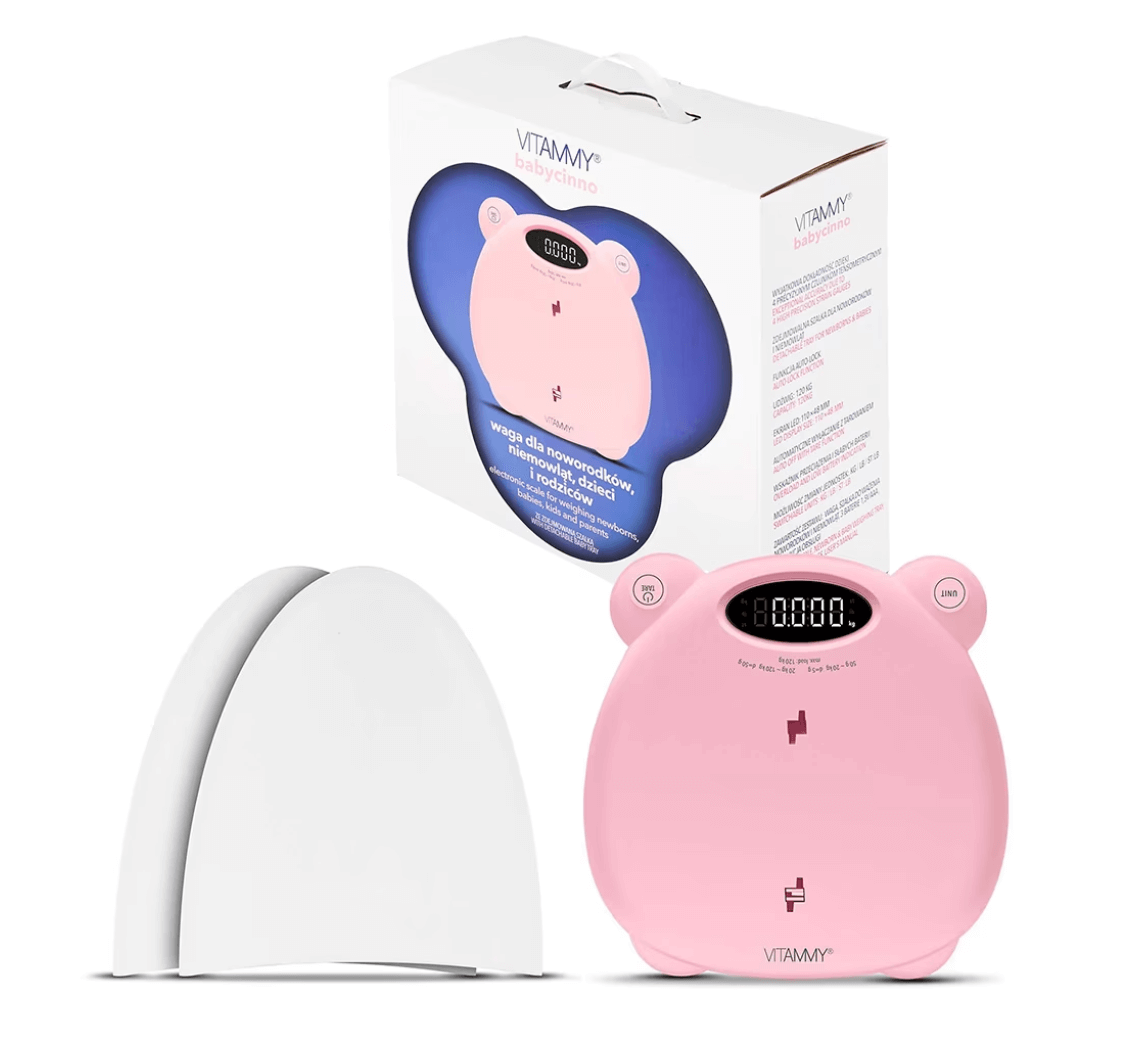 Vitammy - Babycinno cantar electronic 4 in 1 pentru nou-nascut si adulti maxim 120kg roz