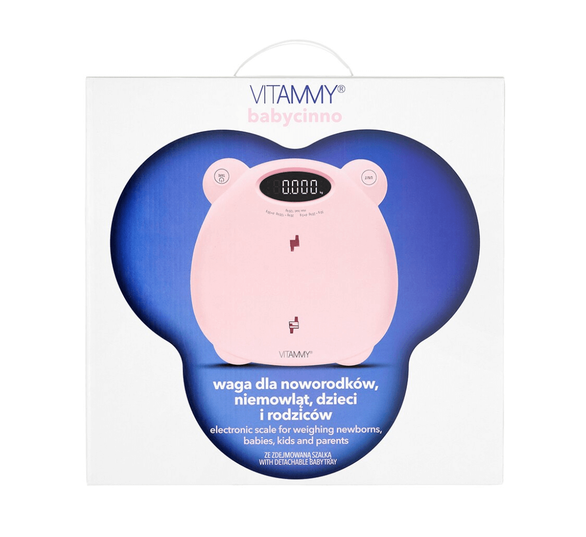 Vitammy - Babycinno cantar electronic 4 in 1 pentru nou-nascut si adulti maxim 120kg roz