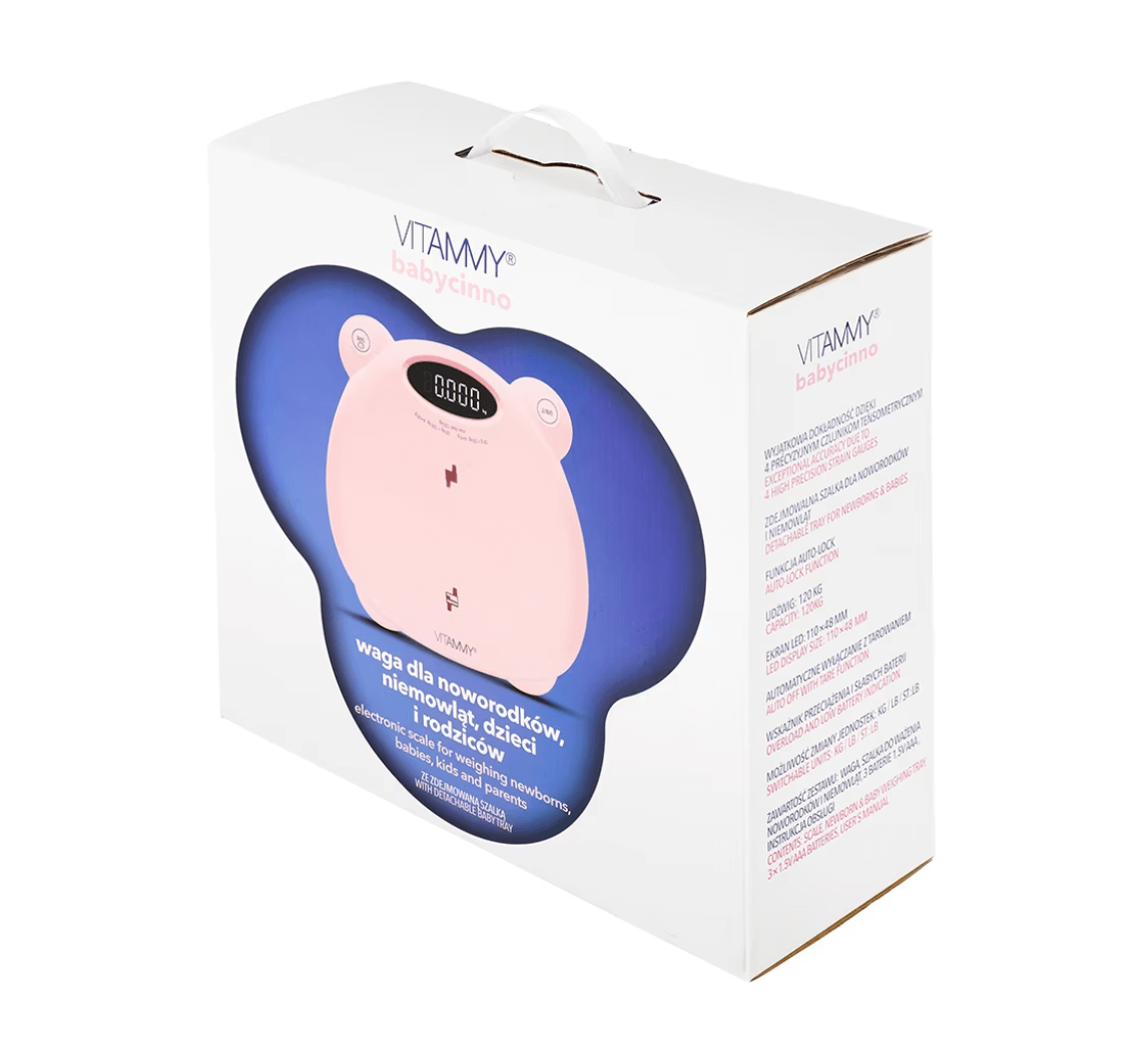 Vitammy - Babycinno cantar electronic 4 in 1 pentru nou-nascut si adulti maxim 120kg roz