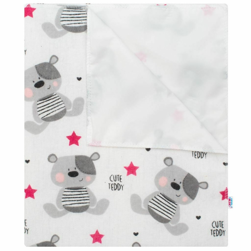 Scutec impermeabil din flanel, Cu multiple intrebuintari, Dimensiune 57x47 cm, New Baby, Cute Teddy Pink