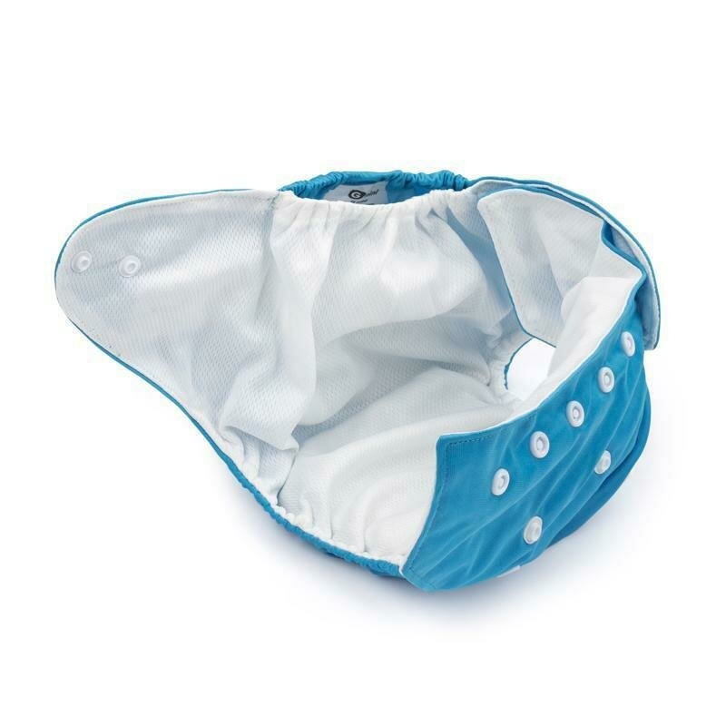 Scutec reutilizabil, Petite&Mars, Universabil, Cleme reglabile pentru a se potrivi cresterii copilului, Moale si delicat, Pentru greutate 3-15 kg, Reduce riscul de iritatie, 0 luni+, Blue