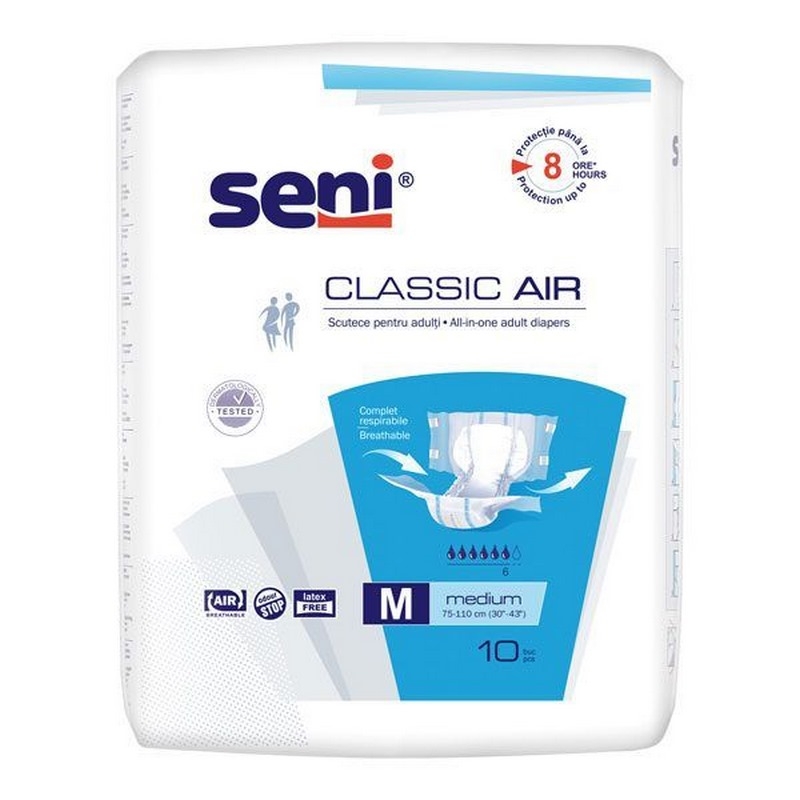 Scutece adulti Classic Air, Medium, 10 bucati, Seni