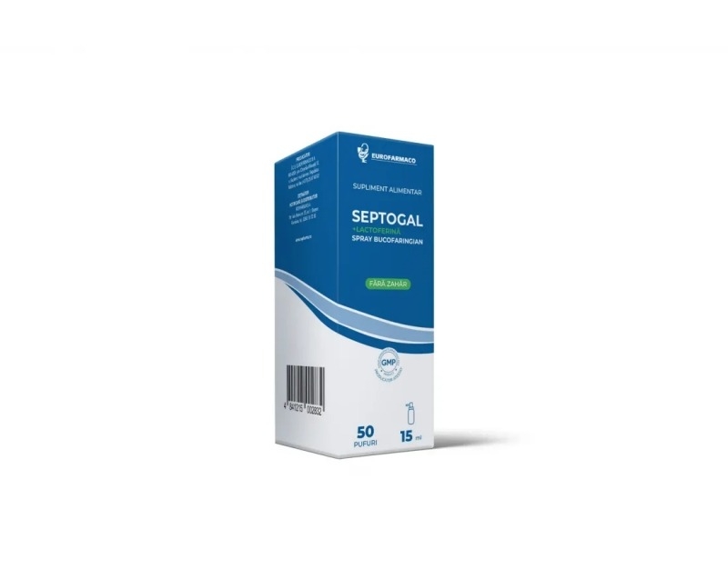 Septogal + Lactoferina spray bucofaringian, 15ml, Aesculap