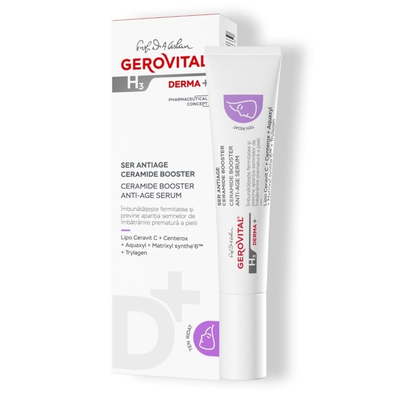 Ser antiage Ceramide Booster H3 Derma+, 15 ml, Gerovital
