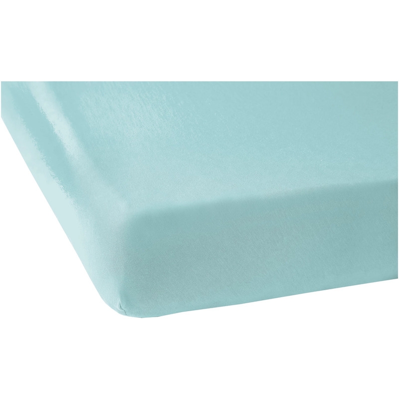 Set 2 cearceafuri cu elastic pentru patut leagan sau patut co-sleeper, Bubaba, Dimensiune 90x50 cm, Din bumbac jersey, Alb si mint