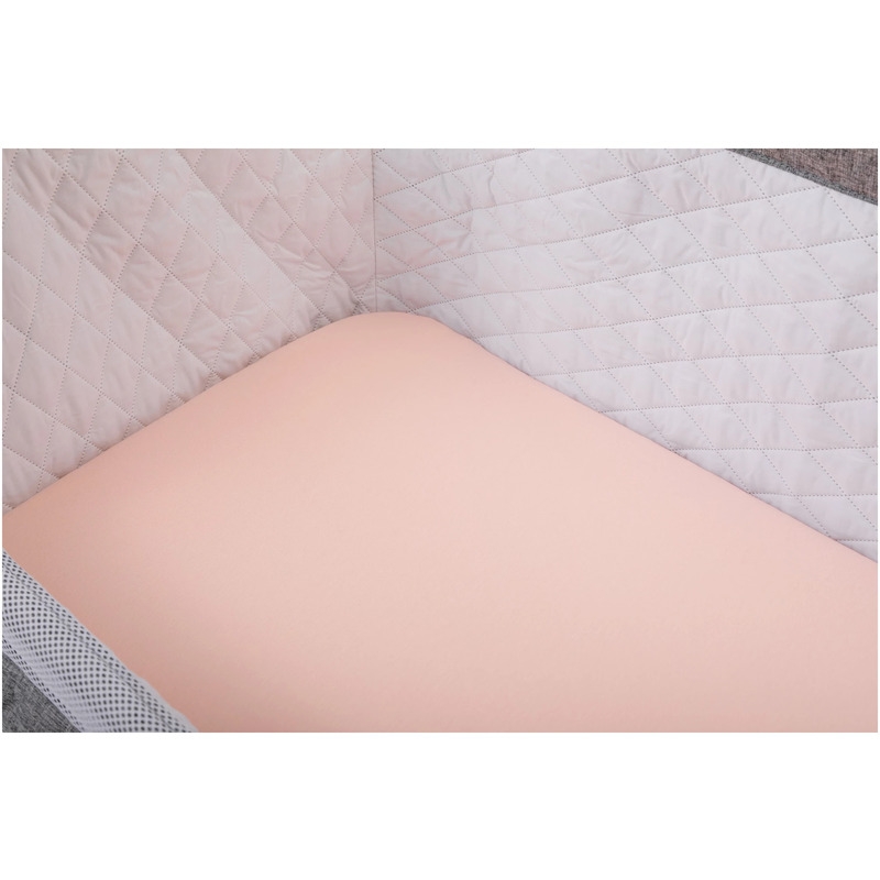 Set 2 cearceafuri cu elastic pentru patut leagan sau patut co-sleeper, Bubaba, Dimensiune 90x50 cm, Din bumbac jersey, Alb si roz