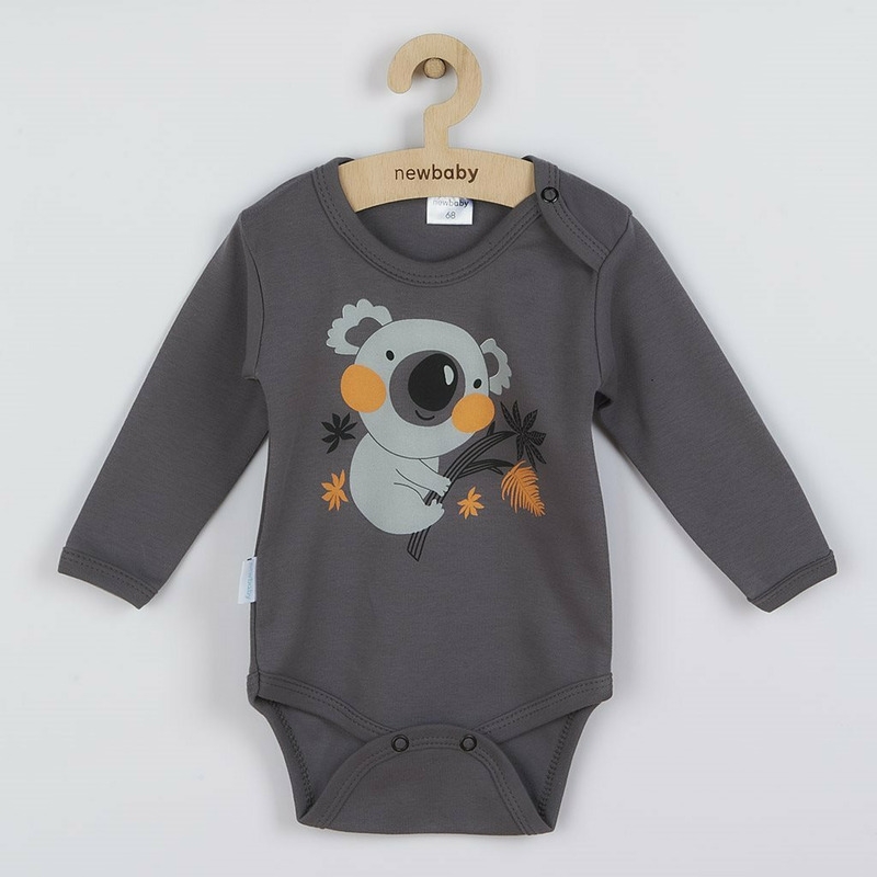 Set 2 piese: body cu maneca lunga, pantaloni, Marime 56, Din bumbac 100%, New Baby, Rebel Graphite