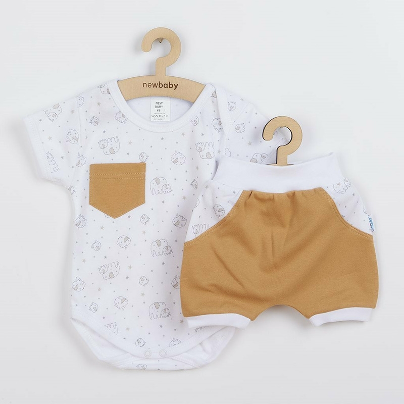 Set 2 piese pentru vara: pantaloni scurti, body, Marime 62, Din bumbac 100%, Perfect Summer, Brown