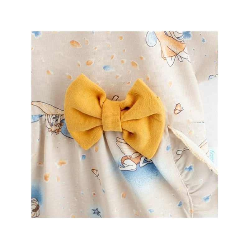 Set 2 piese: rochita pentru fetite cu fundita, bentita pentru cap, Marime 74, Din bumbac 100%, New Baby, Fairy