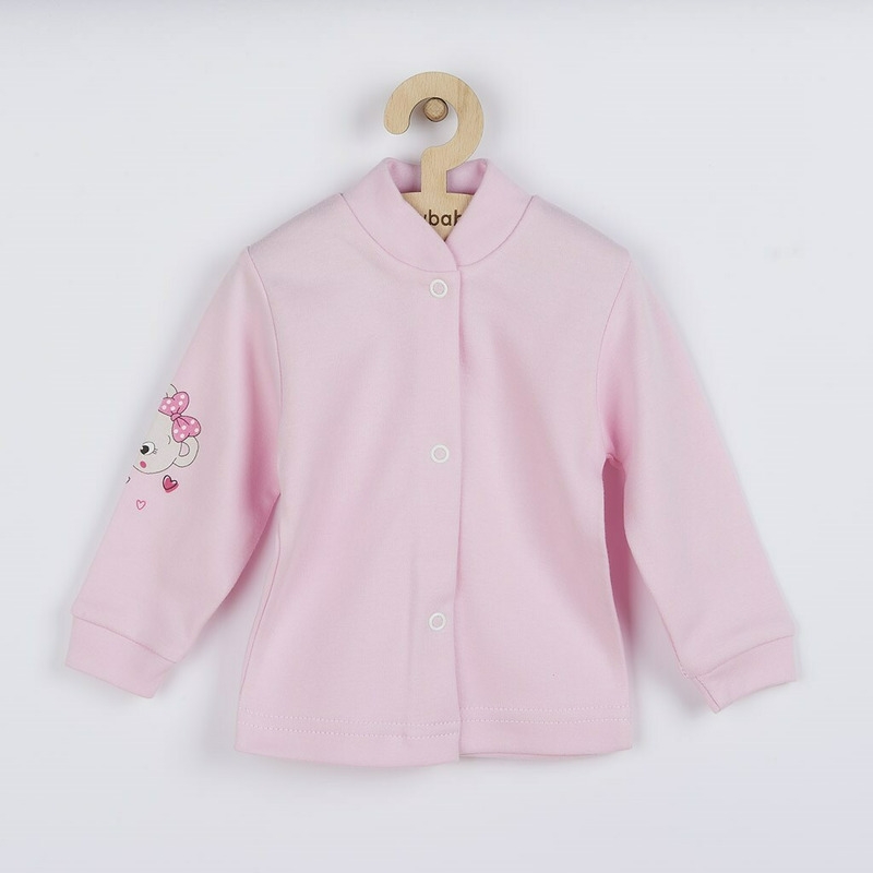 Set 2 piese: salopeta fara maneci, bluza, Marime 62, Din bumbac 100%, New Baby, Mouse Pink