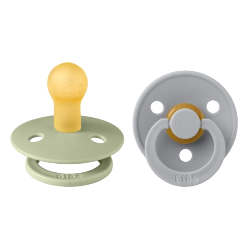 Set 2 suzete cu tetina rotunda Colour Latex, +0 luni, Sage/Cloud, Bibs
