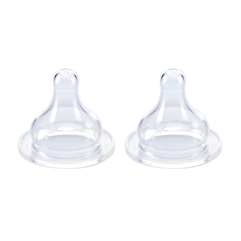 Set 2 tetine silicon pentru biberon cu gat larg debit variabil 0 - 18 LUNI