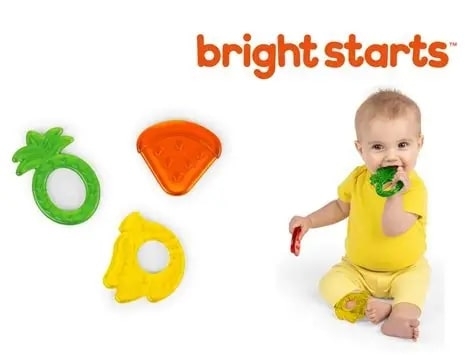 Set 3 jucarii dentitie texturate Juicy Chews, +3 luni, Bright Starts