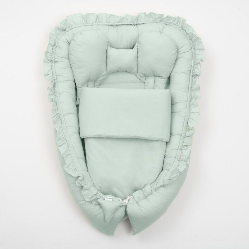 Set 3 piese, Baby Nest, Cu paturica si pernuta, New Baby, Dominik green