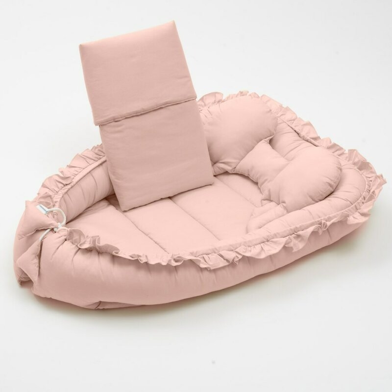 Set 3 piese, Baby Nest, Cu paturica si pernuta, New Baby, Dominik pink