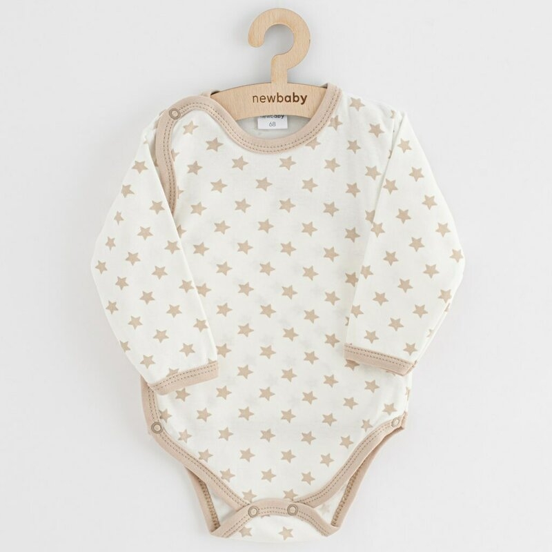 Set 3 piese, New Baby, Classic II, Include 3 body-uri cu maneca lunga, Marime 50, Din bumbac 100%, Beige