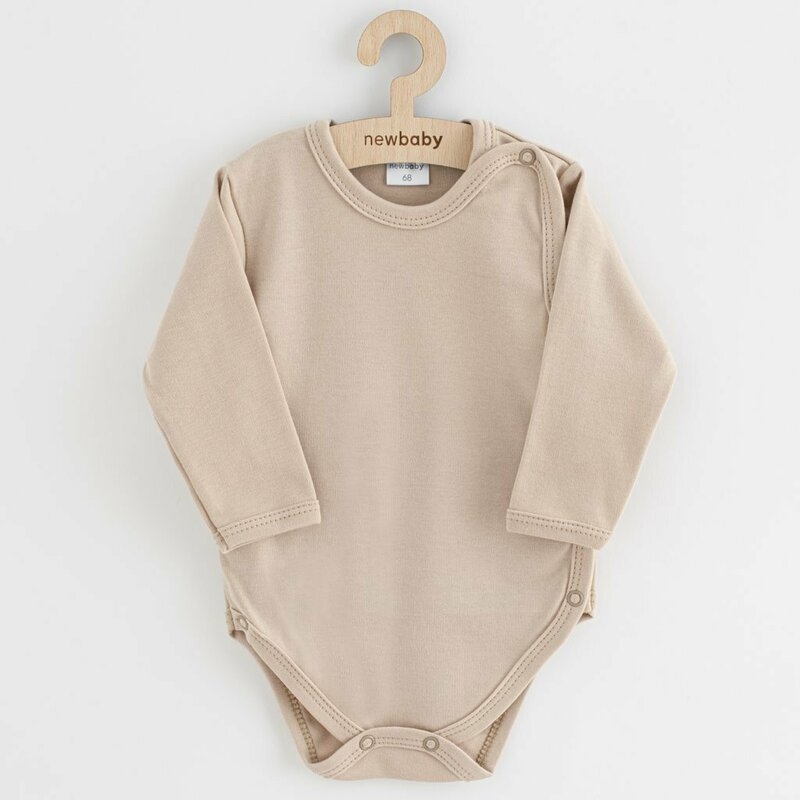 Set 3 piese, New Baby, Classic II, Include 3 body-uri cu maneca lunga, Marime 56, Din bumbac 100%, Beige