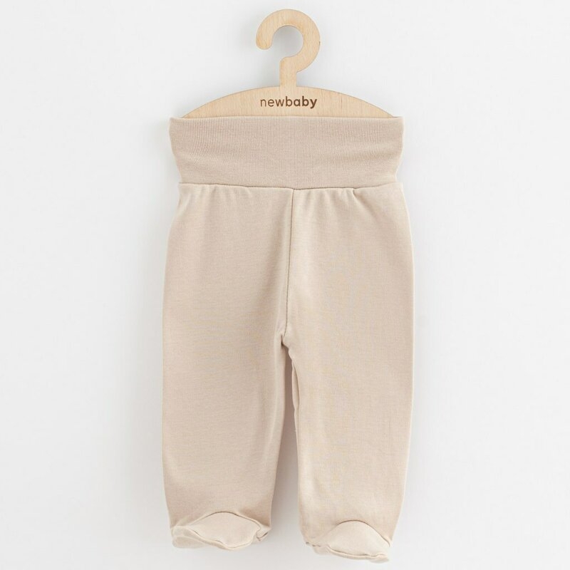 Set 3 piese, New Baby, Classic II, Include 3 perechi de pantalonasi cu botosei, Marime 50, Din bumbac 100%, Beige
