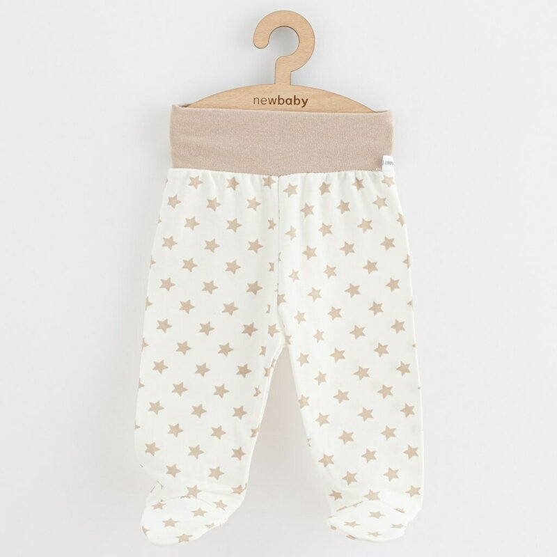 Set 3 piese, New Baby, Classic II, Include 3 perechi de pantalonasi cu botosei, Marime 50, Din bumbac 100%, Beige