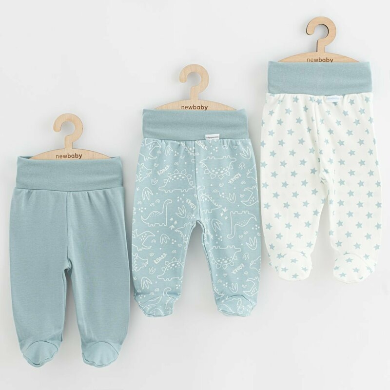 Set 3 piese, New Baby, Classic II, Include 3 perechi de pantalonasi cu botosei, Marime 50, Din bumbac 100%, Blue