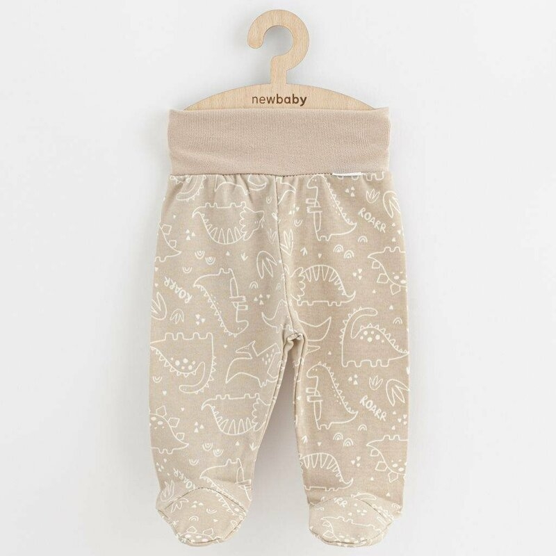 Set 3 piese, New Baby, Classic II, Include 3 perechi de pantalonasi cu botosei, Marime 62, Din bumbac 100%, Beige