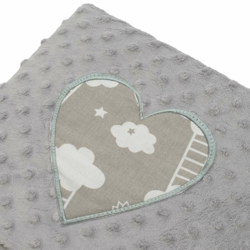 Set 3 piese, New Baby, Luxury, Baby Nest cu doua fete, Cu paturica si pernuta in forma de inima, Minky Heart Cloud