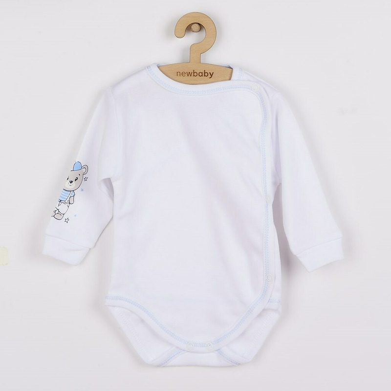 Set 4 piese: body cu maneca lunga, salopeta fara maneci, caciulita, manusi, Marime 56, Din bumbac 100%, New Baby, Teddy Bear
