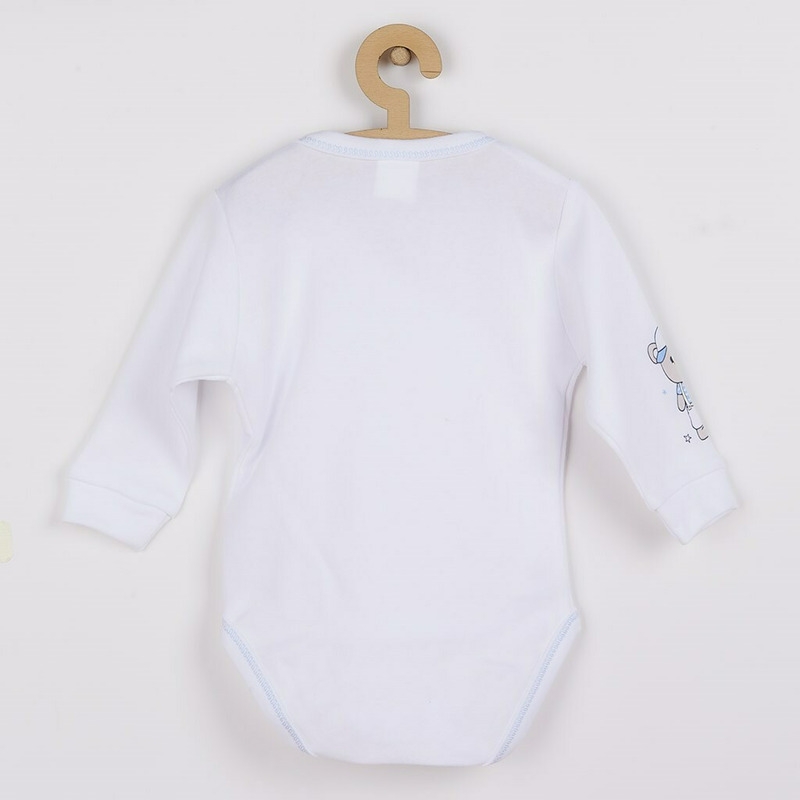 Set 4 piese: body cu maneca lunga, salopeta fara maneci, caciulita, manusi, Marime 56, Din bumbac 100%, New Baby, Teddy Bear