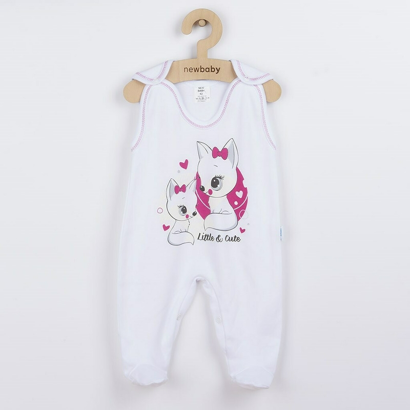 Set 4 piese: body cu maneca lunga, salopeta fara maneci, caciulita, manusi, Marime 56, Din bumbac 100%, New Baby, Foxy