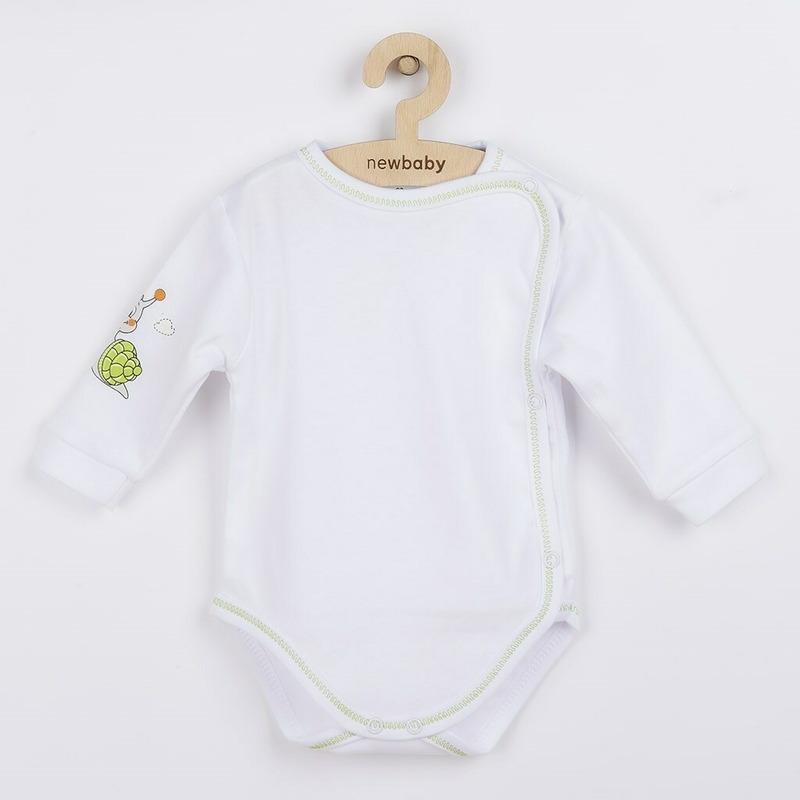 Set 4 piese: body cu maneca lunga, salopeta fara maneci, caciulita, manusi, Marime 56, Din bumbac 100%, New Baby, Snail