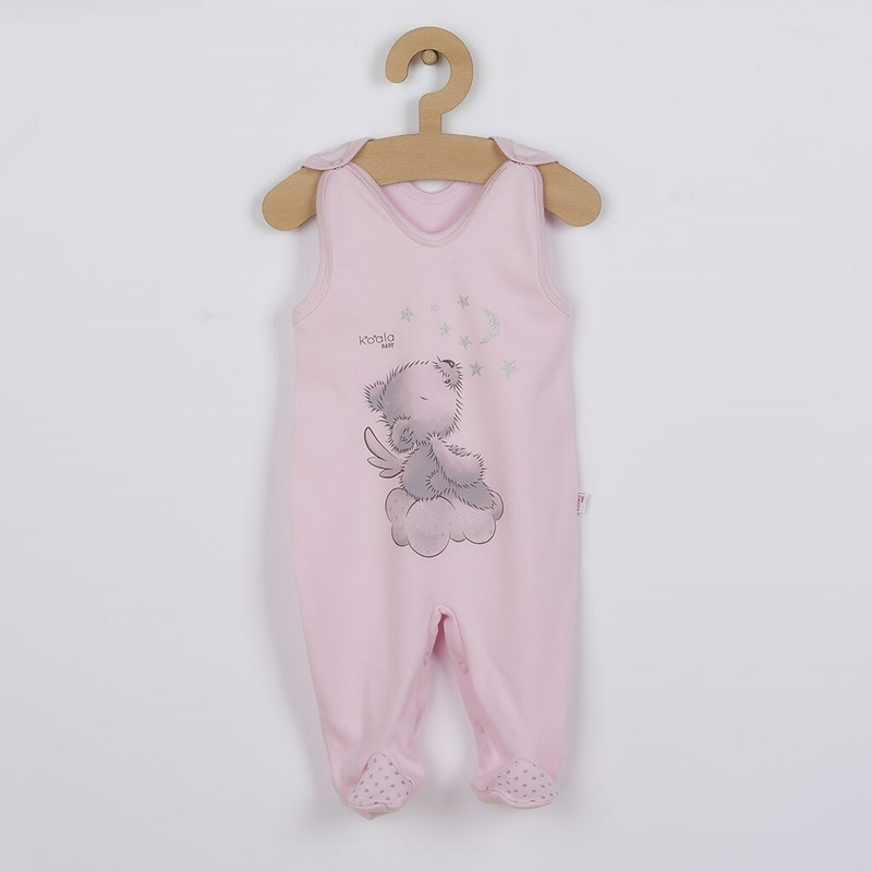 Set 4 piese, Salopeta fara maneci, jacheta, body cu maneca lunga, caciulita, Marime 56, Din bumbac 100%, New Baby, Angel Pink