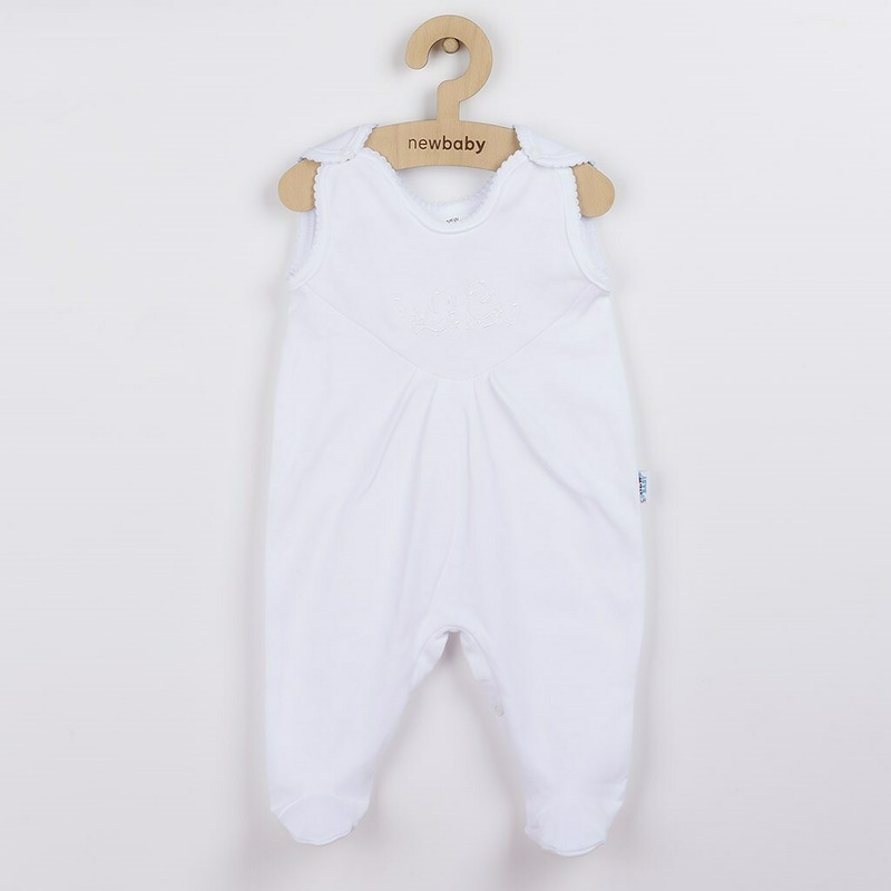 Set 5 piese, Salopeta fara maneci, jacheta, bluza, caciulita, manusi, Marime 56, Din bumbac 100%, New Baby, White