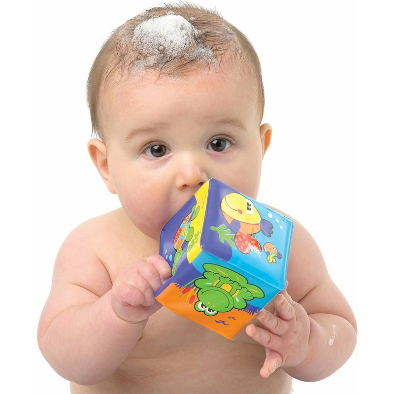 Set 6 cuburi noi pentru baie, Cu animalute marine, Dimesiune 7.5 cm fiecare cub, Soft blockes for bath, Playgro