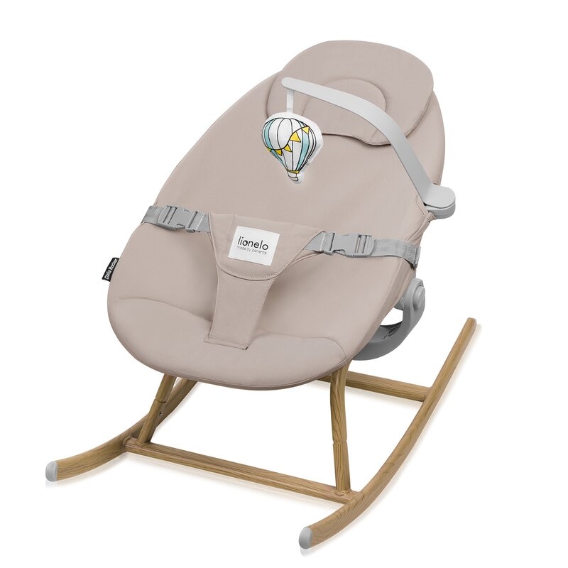 Set balansoar si scaun de masa, Lionelo, Dalia, Scaun cu 2 suporturi pentru picioare, Cu tavita, Balansoar 4 in 1 cu inaltime reglabia si bara cu jucarii, Conform cu EN14988, EN1888-1 EN1888-2, EN1466, Gri