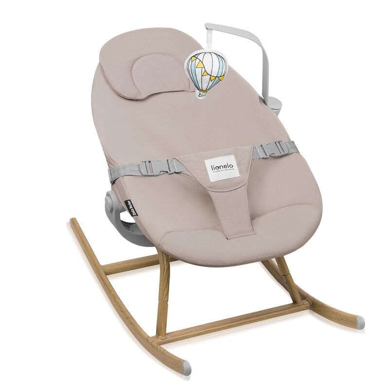 Set balansoar si scaun de masa, Lionelo, Dalia, Scaun cu 2 suporturi pentru picioare, Cu tavita, Balansoar 4 in 1 cu inaltime reglabia si bara cu jucarii, Conform cu EN14988, EN1888-1 EN1888-2, EN1466, Gri