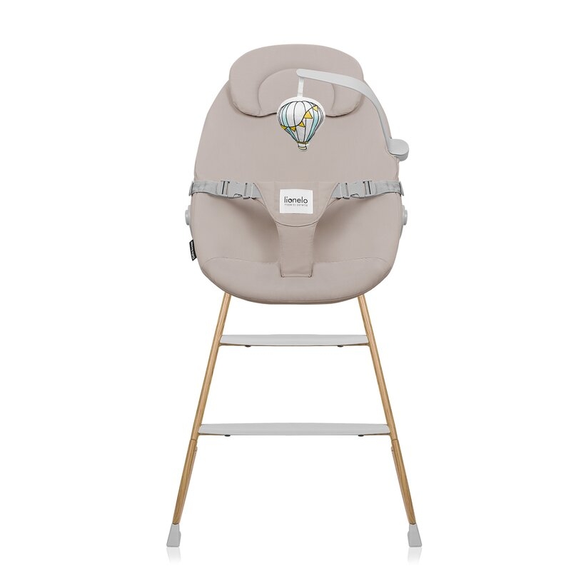 Set balansoar si scaun de masa, Lionelo, Dalia, Scaun cu 2 suporturi pentru picioare, Cu tavita, Balansoar 4 in 1 cu inaltime reglabia si bara cu jucarii, Conform cu EN14988, EN1888-1 EN1888-2, EN1466, Gri