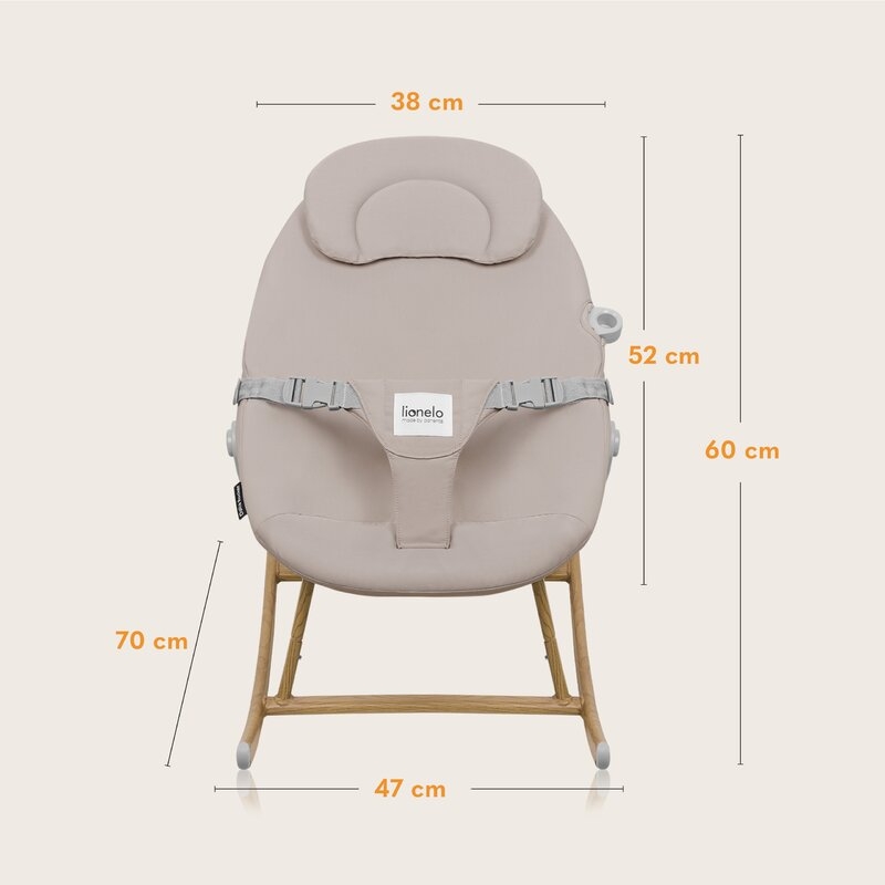 Set balansoar si scaun de masa, Lionelo, Dalia, Scaun cu 2 suporturi pentru picioare, Cu tavita, Balansoar 4 in 1 cu inaltime reglabia si bara cu jucarii, Conform cu EN14988, EN1888-1 EN1888-2, EN1466, Gri