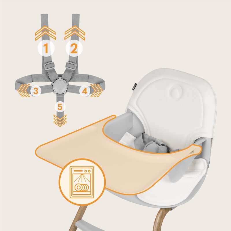 Set balansoar si scaun de masa, Lionelo, Dalia, Scaun cu 2 suporturi pentru picioare, Cu tavita, Balansoar 4 in 1 cu inaltime reglabia si bara cu jucarii, Conform cu EN14988, EN1888-1 EN1888-2, EN1466, Gri
