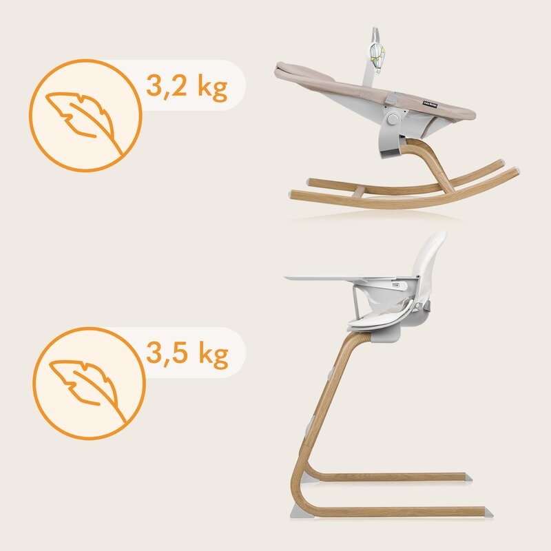 Set balansoar si scaun de masa, Lionelo, Dalia, Scaun cu 2 suporturi pentru picioare, Cu tavita, Balansoar 4 in 1 cu inaltime reglabia si bara cu jucarii, Conform cu EN14988, EN1888-1 EN1888-2, EN1466, Gri