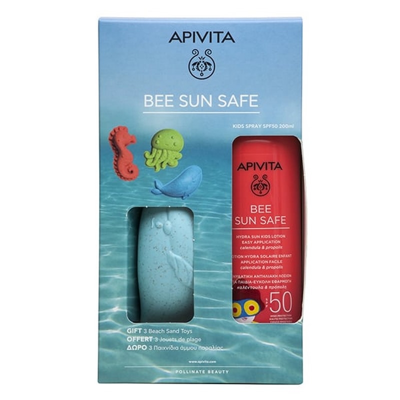 Set Bee Sun Safe Spray copii SPF 50 200 ml & jucarii pentru plaja, Apivita