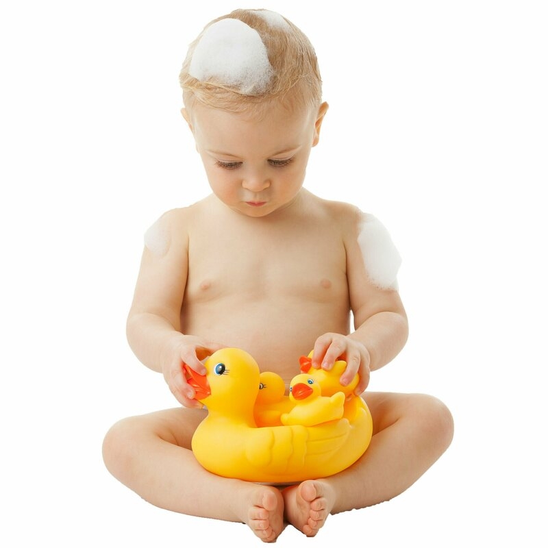 Set de joaca de baie, Ratusca cu trei bococi, Fara gauri, Playgro