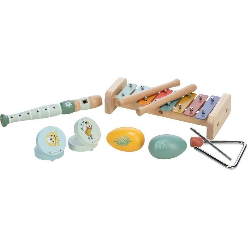 Set instrumente muzicale, Free2Play, 5 in 1, Contine xilofon, Fluier, Din lemn, Conform cu standardul european de securitate EN71/123, 3 ani+, Multicolor