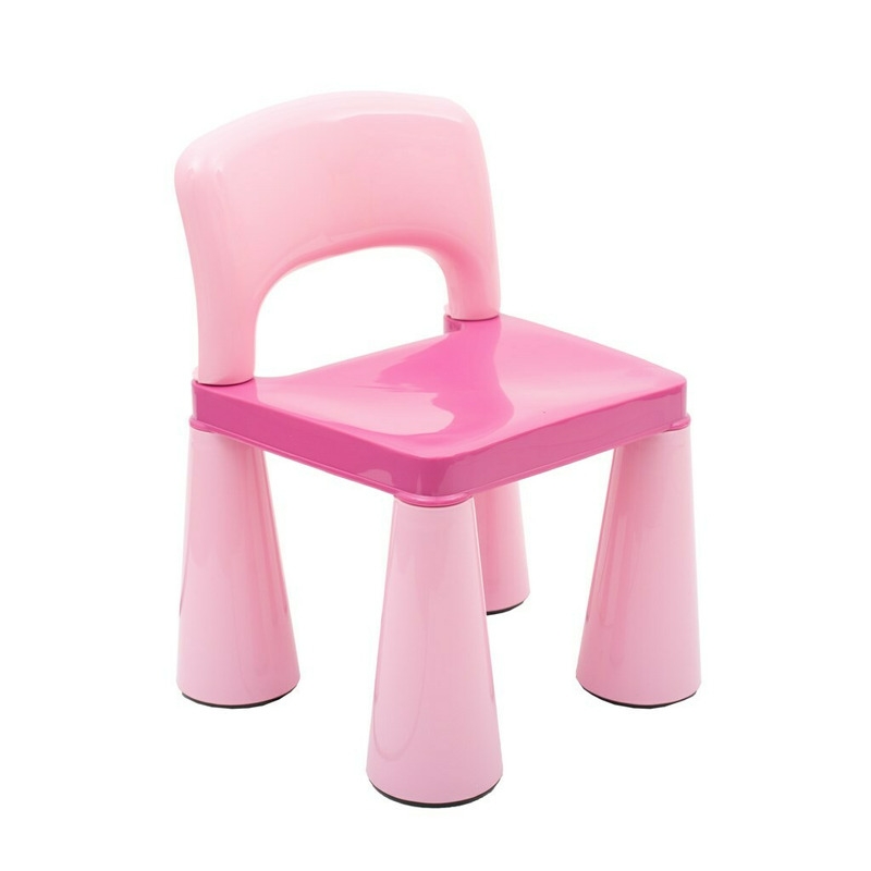 Set masuta si doua scaune pentru copii, Pink, Cu parte detasabila si reversibila, Partea reversibila pentru Lego Duplo, New Baby