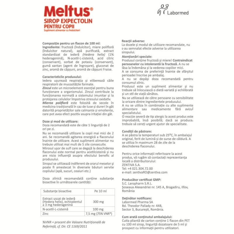 Sirop Expectolin pentru copii Meltus, 100 ml, Labormed