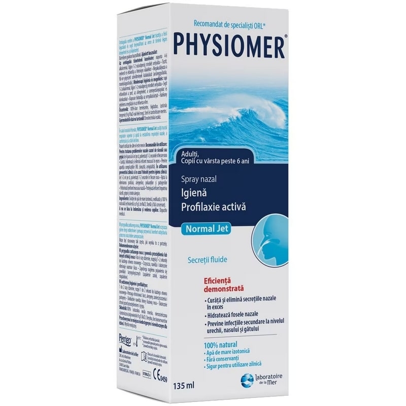 Spray nazal cu apa de mare izotona Normal Jet, 135 ml, Physiomer