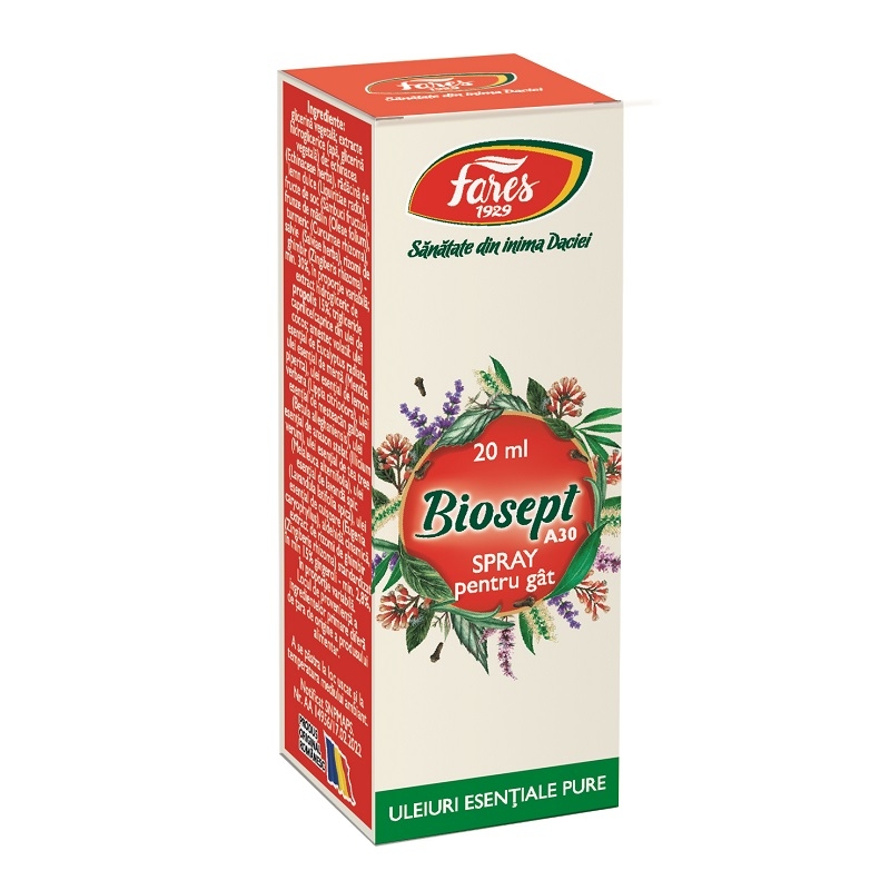 Biosept spray pentru gat A30, 20ml, Fares