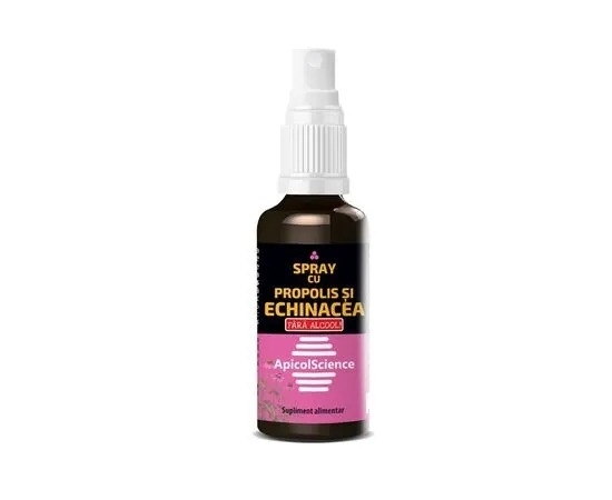 Spray cu propolis si echinacea fara alcool, 50ml, ApicolScience