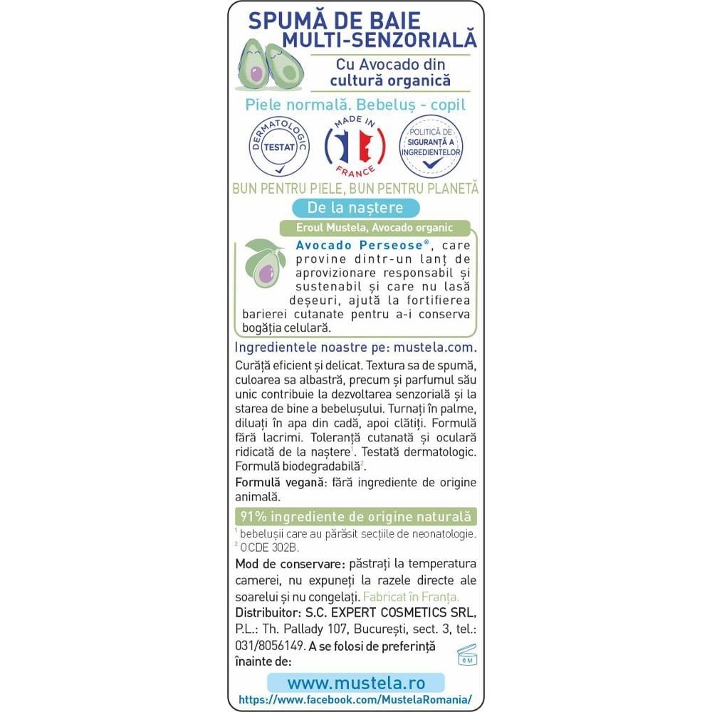 Spuma de baie energizanta, 200 ml, Mustela