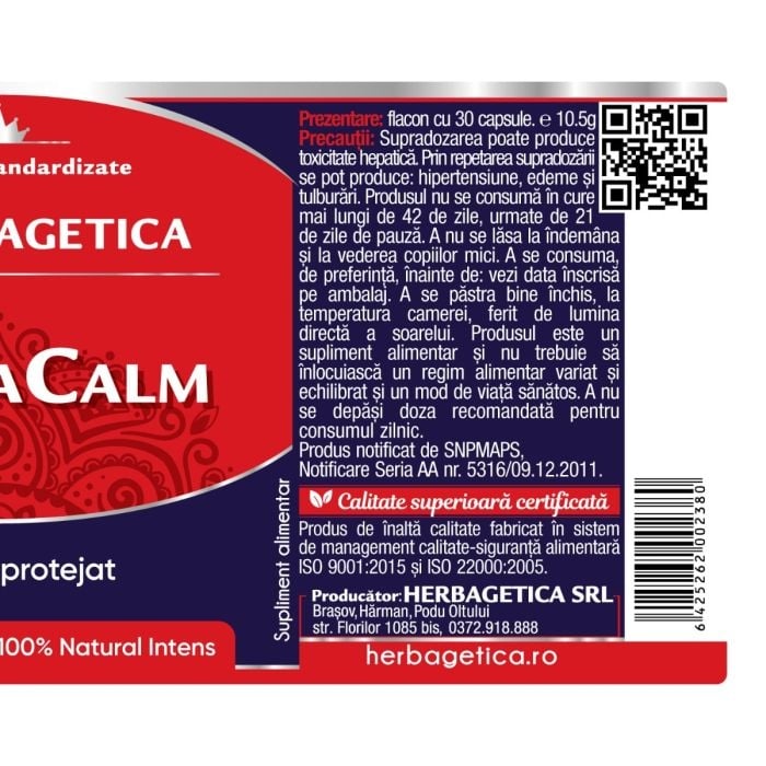 StomaCalm, 30 capsule, Herbagetica StomaCalm, 30 capsule, Herbagetica
