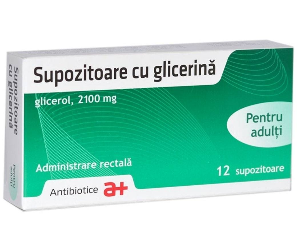 Supozitoare cu glicerina adulti, 2100 mg, 12 supozitoare, Antibiotice SA, Antibiotice SA